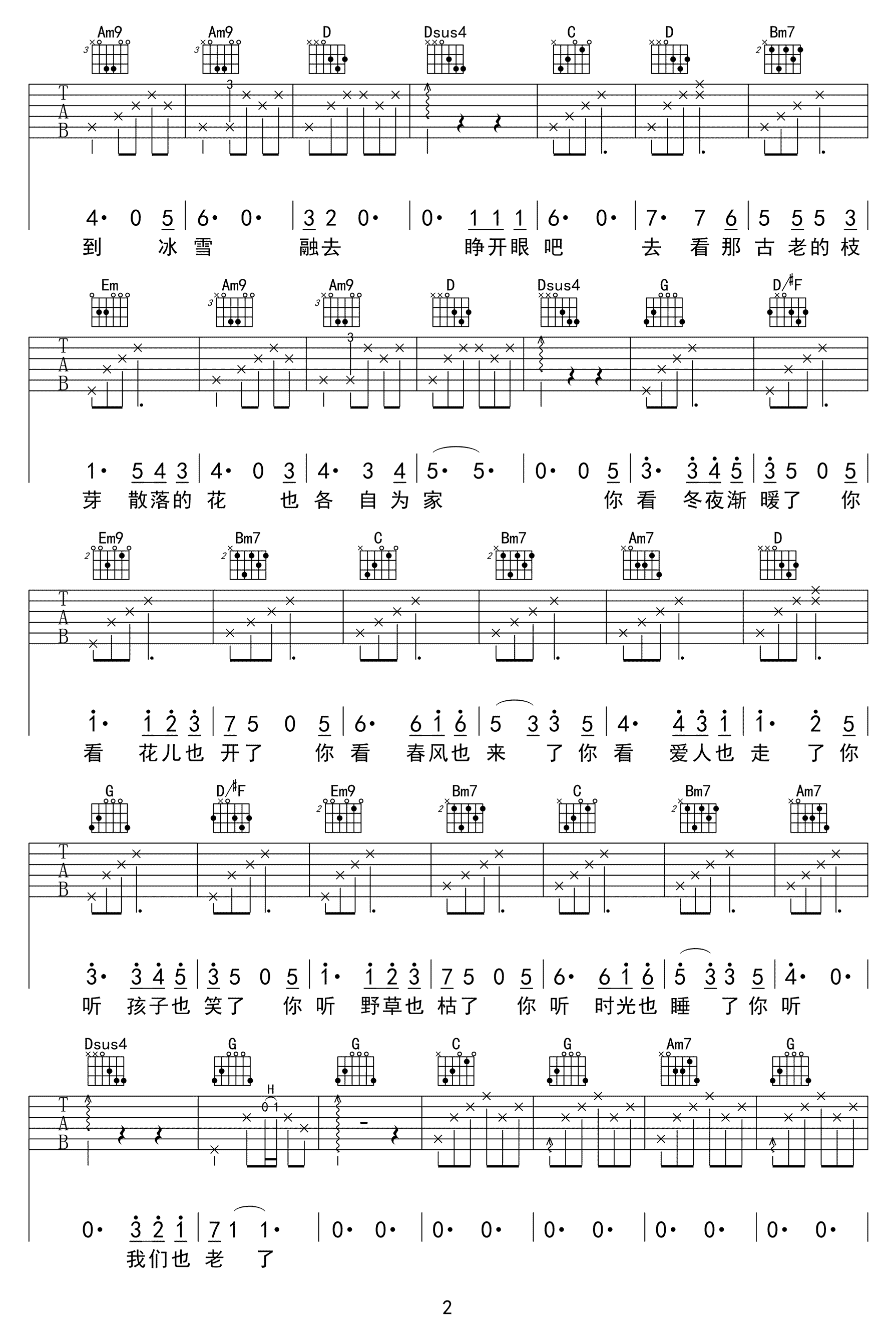 花落知多少吉他谱