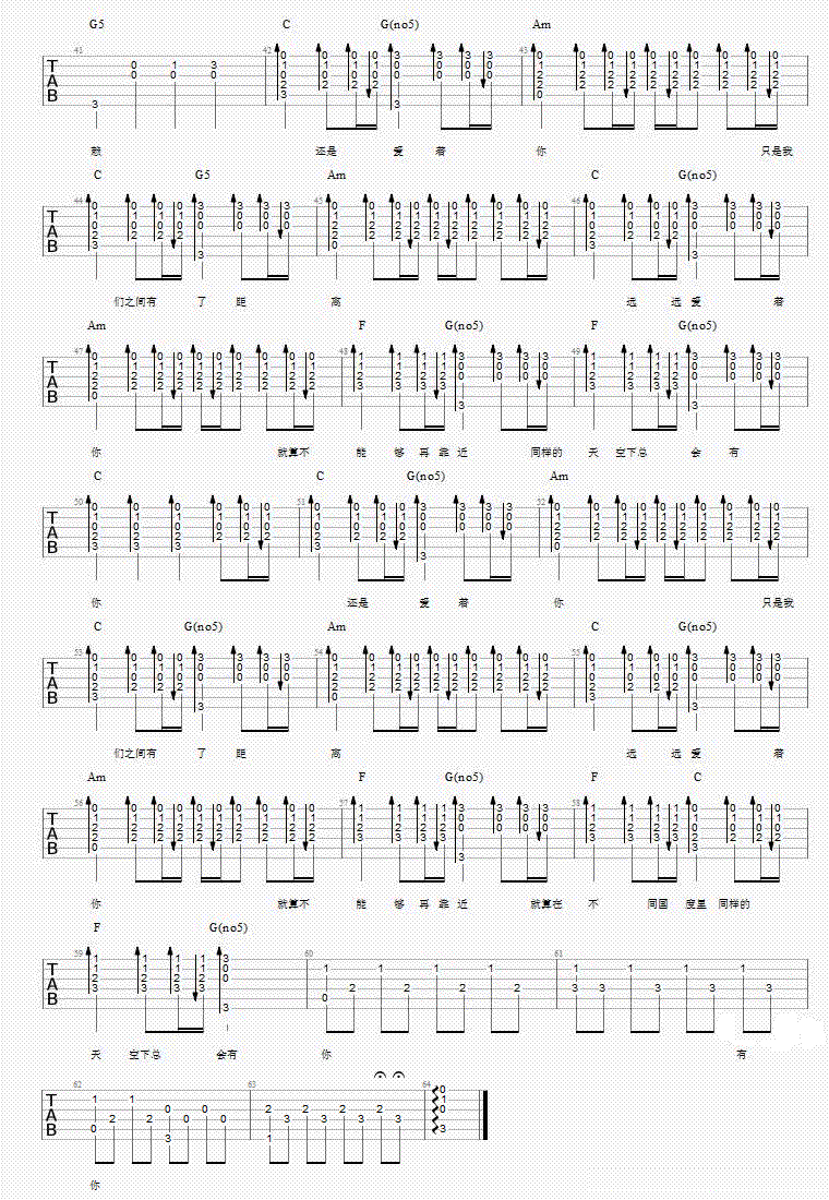 远远在一起吉他谱