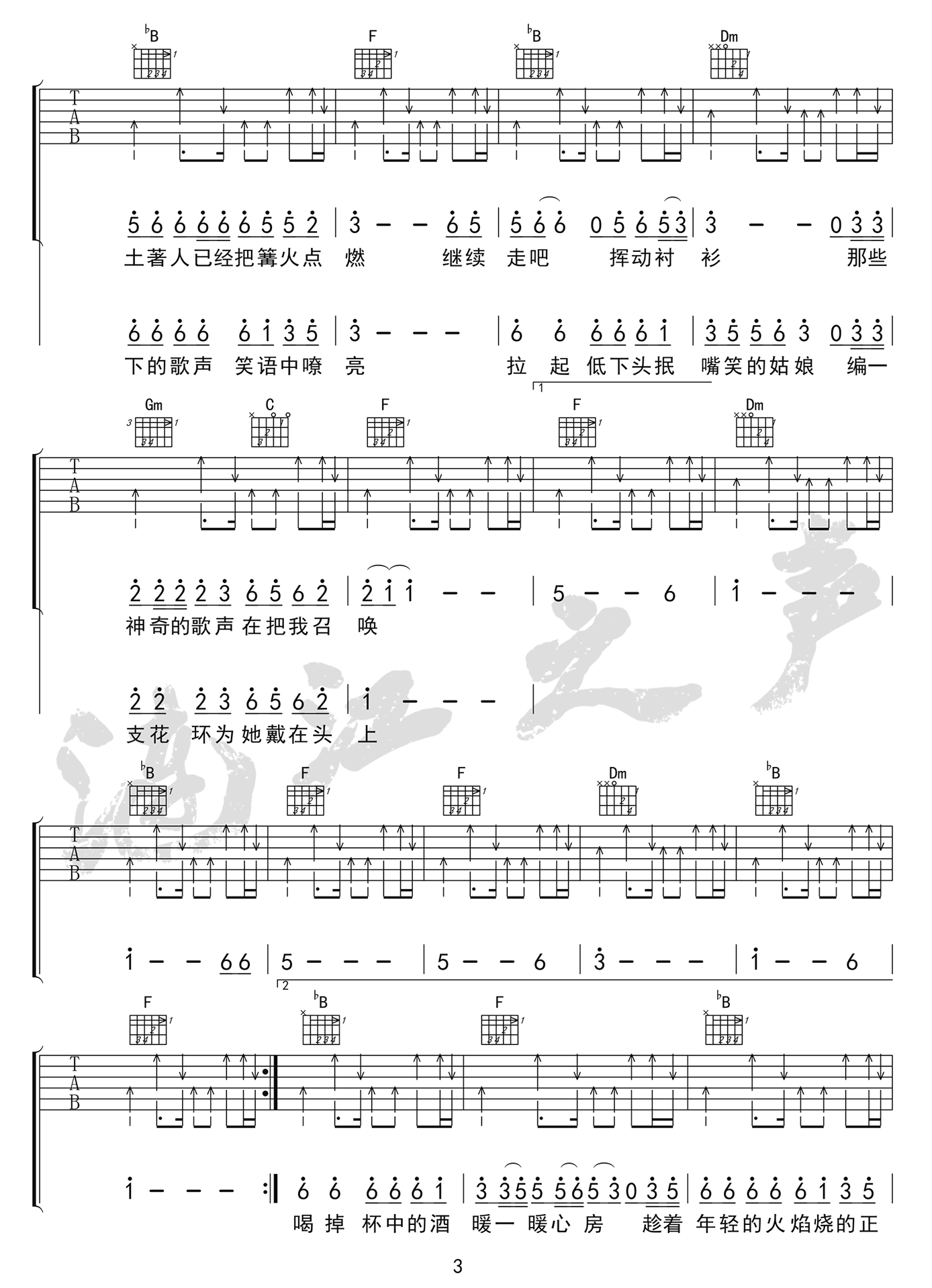 赵雷《彩虹下面》吉他谱