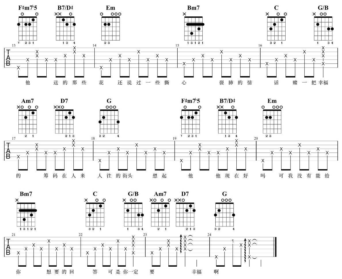 何洁《你一定要幸福》吉他谱