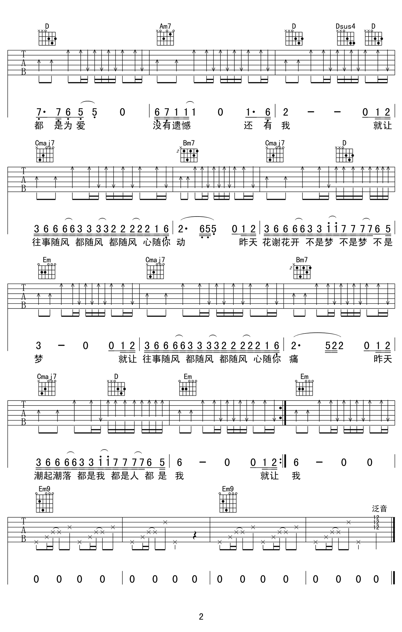 求佛吉他谱,简单G调原版指弹曲谱,誓言高清六线谱图片 - 吉他谱 - 中国曲谱网